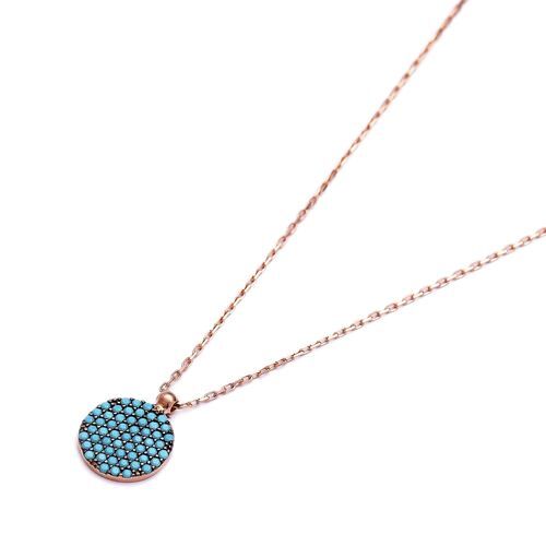 Nano Turquoise Round Shape Turkish Wholesale Silver Pendant